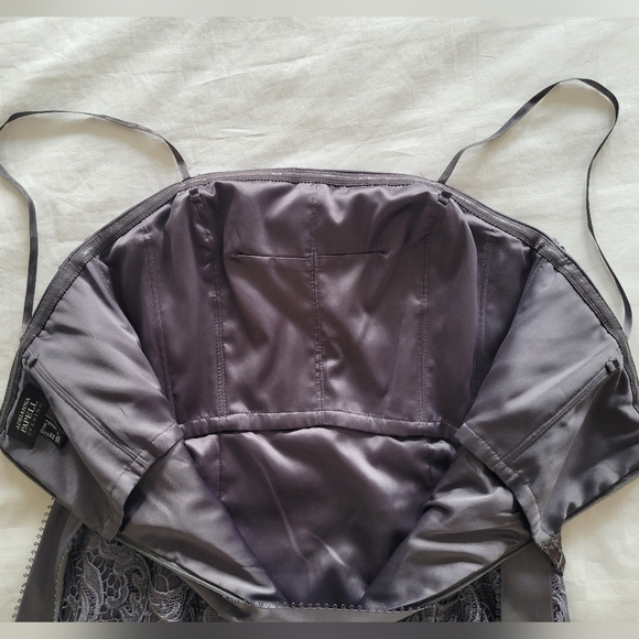 Adrianna Papell size 6 deep grey short lace evening dress - Picture 2 of 9